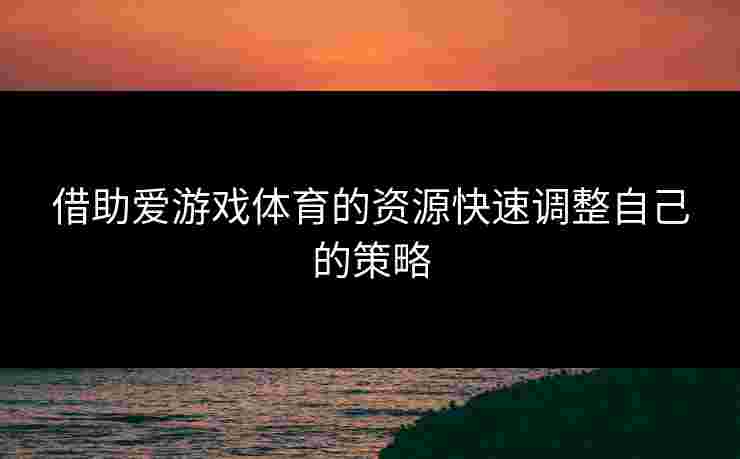 借助爱游戏体育的资源快速调整自己的策略