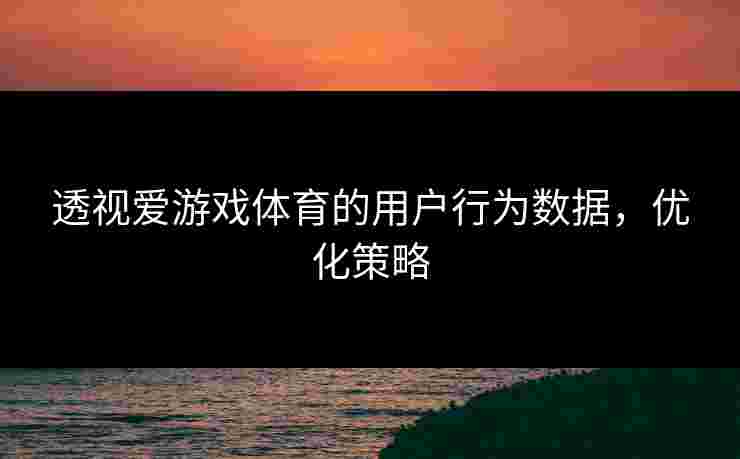透视爱游戏体育的用户行为数据，优化策略